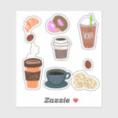 Koffie en donuts sticker (Vel)