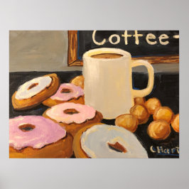 Koffie en donuts van Celestine Poster