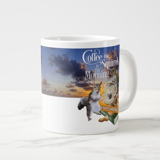 Koffie en eekhoorntjes - Funny Squirrel Lover Gian Grote Koffiekop (Voorkant rechts)