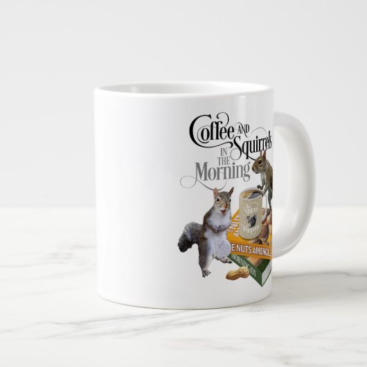 Koffie en eekhoorntjes - Funny Squirrel Lover Grote Koffiekop (Voorkant rechts)