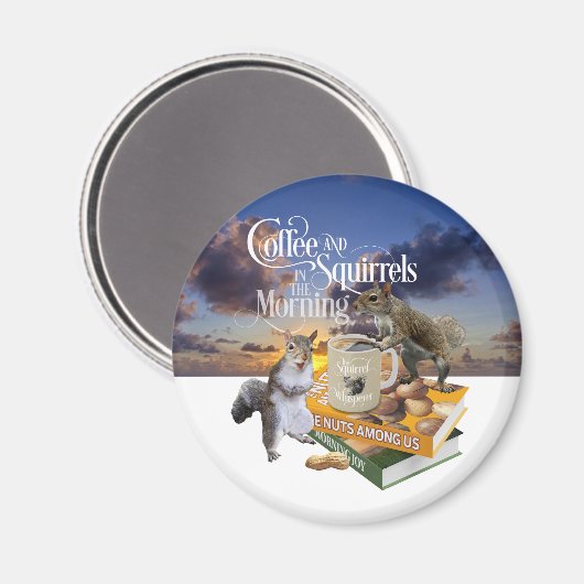 Koffie en eekhoorntjes - Funny Squirrel Lover Magn Magneet (Voorkant / Achterkant)