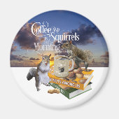 Koffie en eekhoorntjes - Funny Squirrel Lover Magn Magneet (Voorkant)