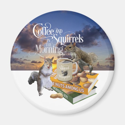 Koffie en eekhoorntjes - Funny Squirrel Lover Magn Magneet (Voorkant)