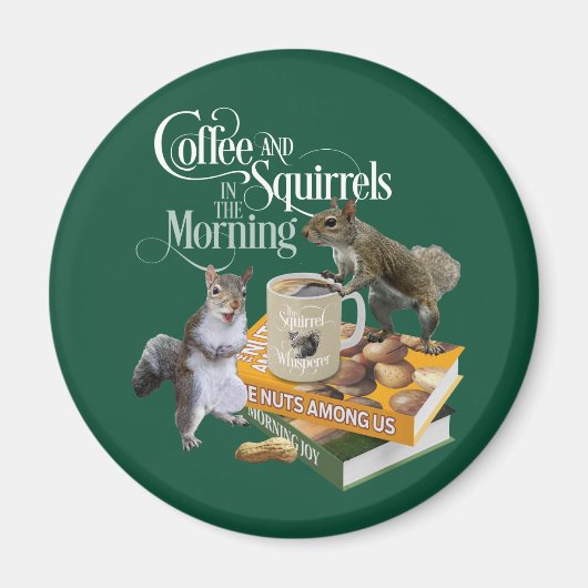 Koffie en eekhoorntjes - Funny Squirrel Lover Magn Magneet (Voorkant)