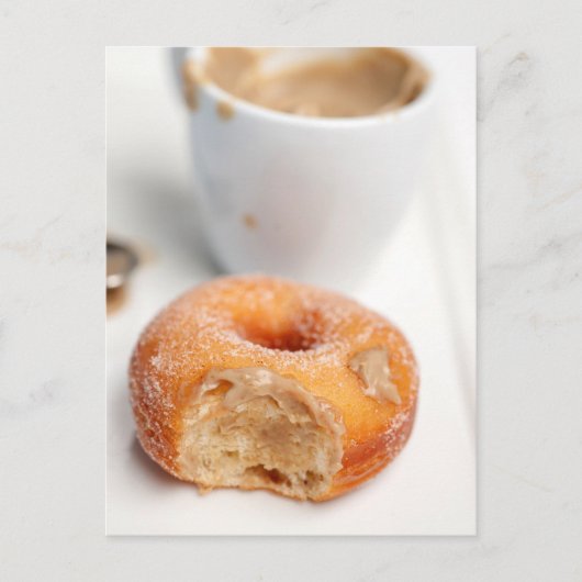 Koffie en een donut voor het ontbijt. briefkaart (Voorkant)