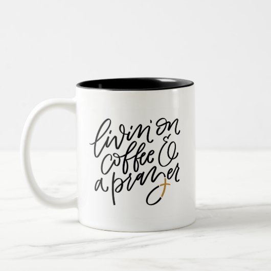 Koffie en een gebed handgeschreven tweekleurige koffiemok (Links)