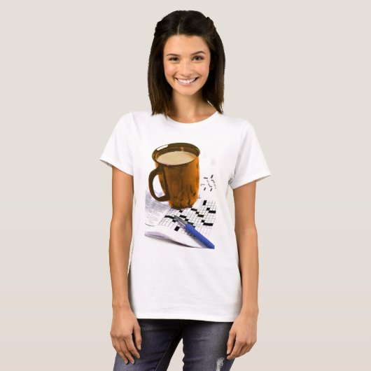 Koffie en een kruiswoordje t-shirt (Voorkant volledig)