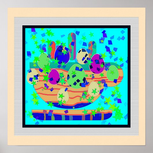 Koffie en eieren kunst poster (Voorkant)