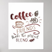 Koffie en Friends Bistro Doodle Art Typografie Poster (Voorkant)