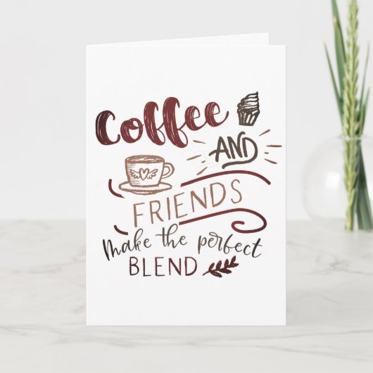 Koffie en Friends Doodle Art Typografie Bedankkaart (Voorkant)