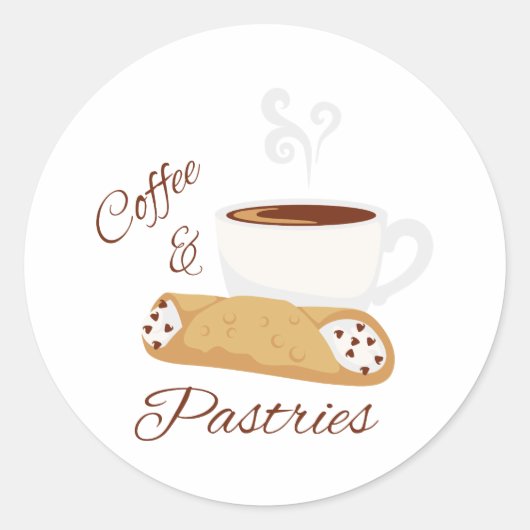Koffie en gebak ronde sticker (Voorkant)