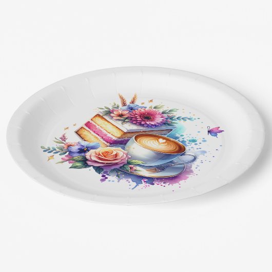 Koffie en gebak | Verjaardag van beste vriend Papieren Bordje (Gekanteld)