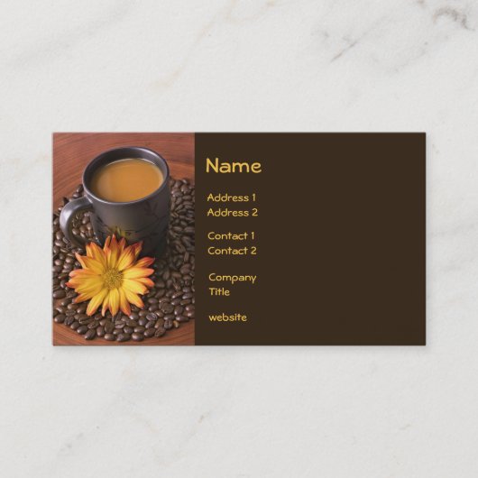 Koffie en geel Daisy Visitekaartje (Voorkant)