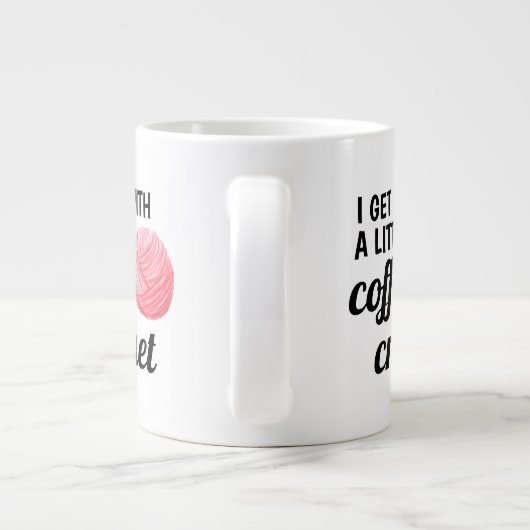 Koffie en gehaakte citaat Roze garen Grote Koffiekop (Achterkant)