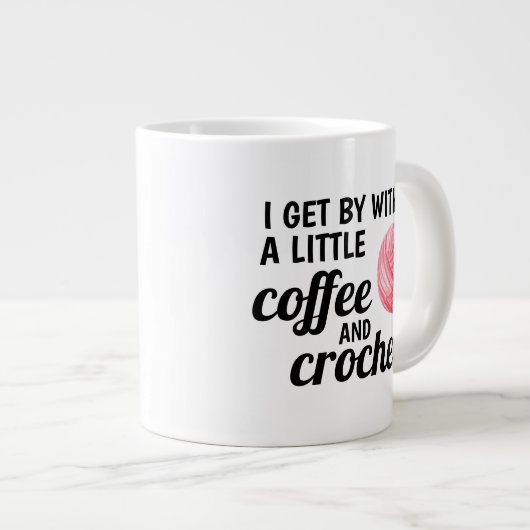 Koffie en gehaakte citaat Roze garen Grote Koffiekop (Voorkant rechts)
