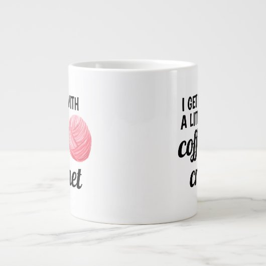 Koffie en gehaakte citaat Roze garen Grote Koffiekop (Voorkant)