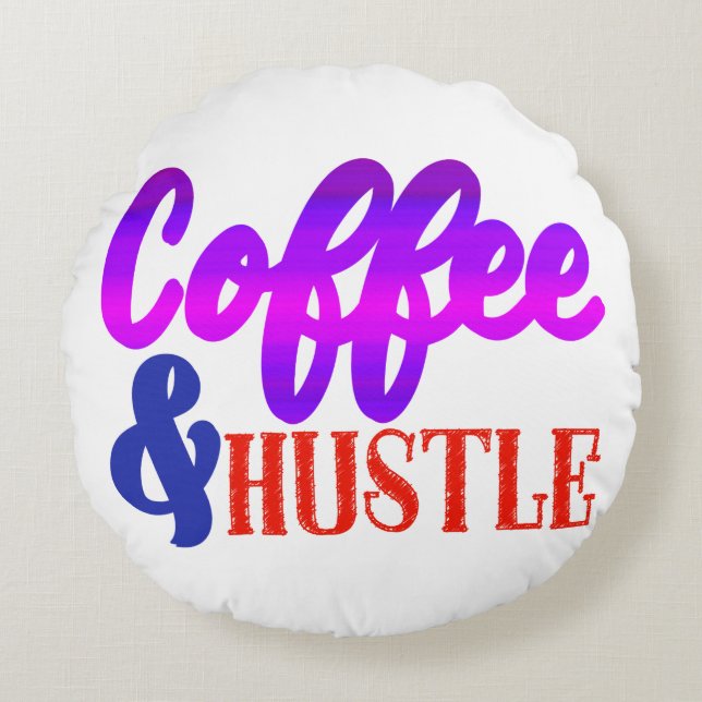 Koffie en Geharrewar Ronde Kussen (Voorkant)