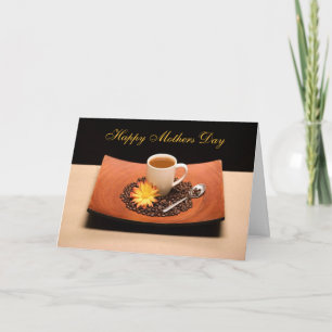 Koffie en Gele Daisy Moederdag Kaart