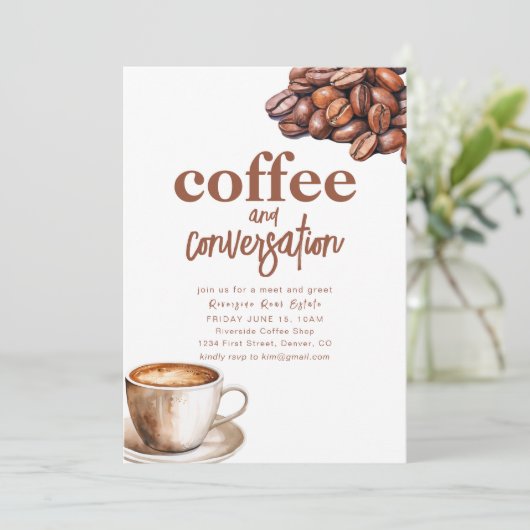 Koffie en Gespreksvergadering Uitnodigen Kaart (Staand voorkant)