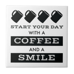 Koffie- en glimlach-keramische tegel tegeltje
