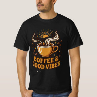 Koffie En Goede Vibes Retro Koffieliefhebber T-shirt
