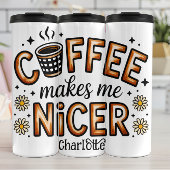 Koffie en goede vibes" - Whimsical Graphic Thermosbeker