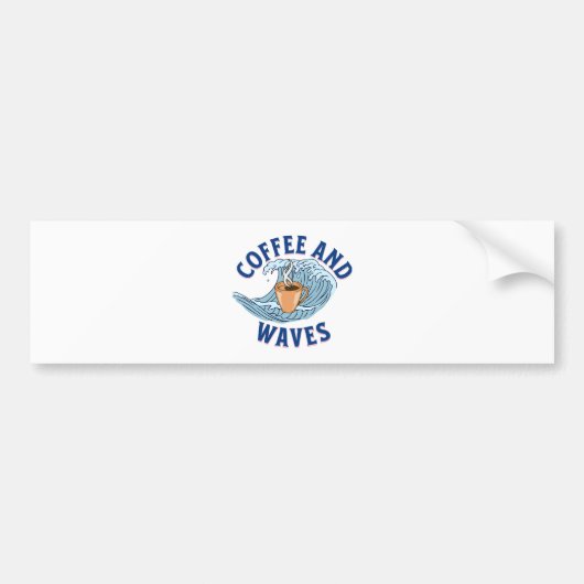 Koffie en Golven Bumpersticker (Voorkant)
