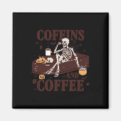 Koffie en grappig skelet Halloween Magneet (Voorkant)