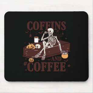 Koffie en grappig skelet Halloween Muismat