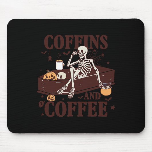 Koffie en grappig skelet Halloween Muismat (Voorkant)
