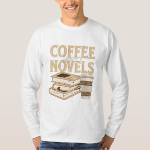 koffie en grappige vintage roman leesboek t-shirt
