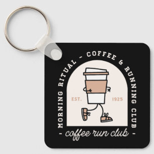 Koffie- en hardloopfanaten hardloopclub grappig sleutelhanger