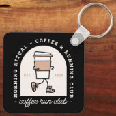 Koffie- en hardloopfanaten hardloopclub grappig sleutelhanger (Achterkant)