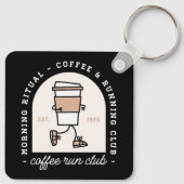Koffie- en hardloopfanaten hardloopclub grappig sleutelhanger (Achterkant)