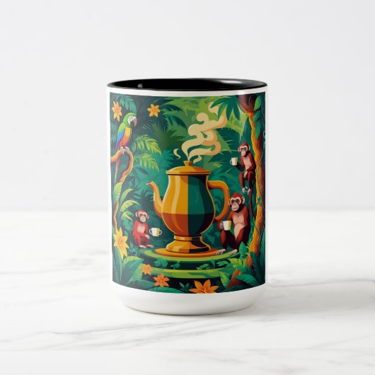 Koffie en het paradijs tweekleurige koffiemok (Center)