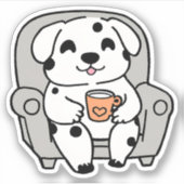 Koffie en hoektanden waterdicht sticker (Voorkant)