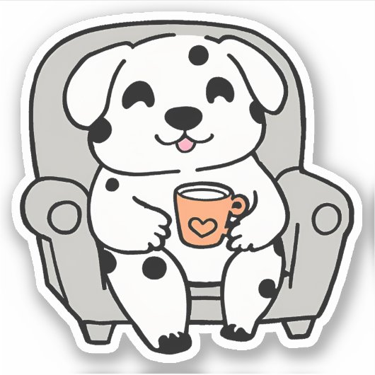 Koffie en hoektanden waterdicht sticker (Voorkant)