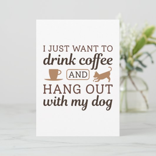 Koffie en hond bedankkaart (Staand voorkant)