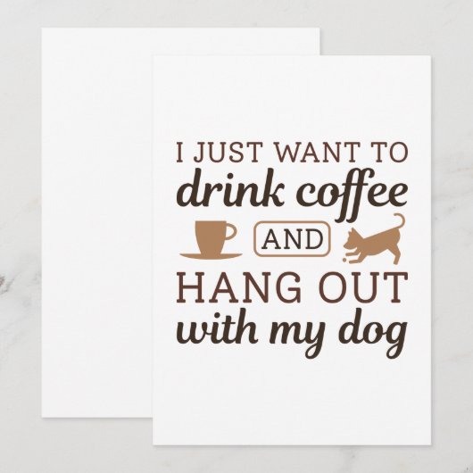 Koffie en hond bedankkaart (Voorkant / Achterkant)