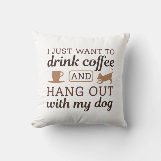 Koffie en hond kussen (Voorkant)
