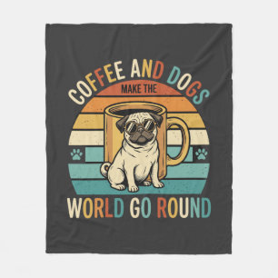 Koffie en Honden Retro Pug Liefhebber Fleece Deken