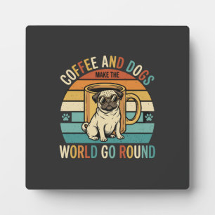 Koffie en Honden Retro Pug Liefhebber Fotoplaat