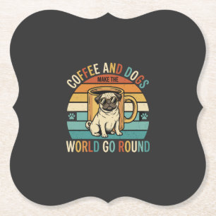 Koffie en Honden Retro Pug Liefhebber Kartonnen Onderzetters