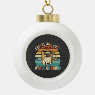 Koffie en Honden Retro Pug Liefhebber Keramische Bal Ornament