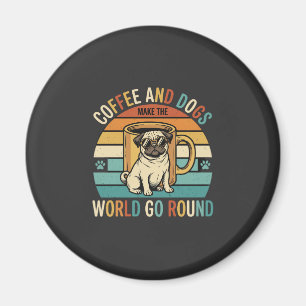 Koffie en Honden Retro Pug Liefhebber Magneet