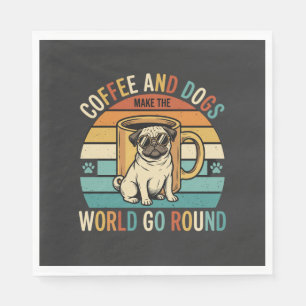 Koffie en Honden Retro Pug Liefhebber Servet