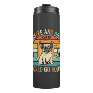 Koffie en Honden Retro Pug Liefhebber Thermosbeker