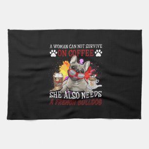 Koffie- en hondenkoffie en Franse bulledog-cadeaut Theedoek