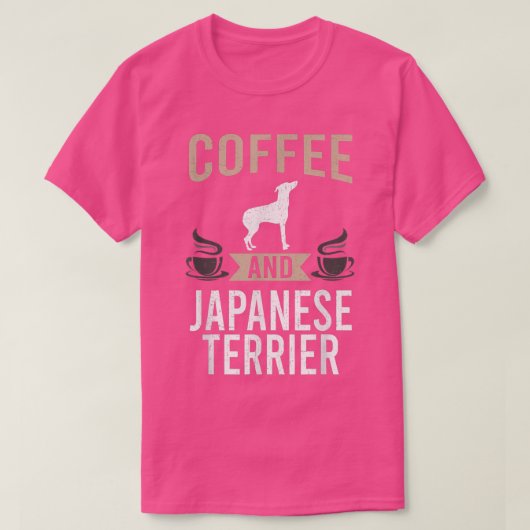 Koffie en Hondenliefhebber van Japanse Terrier T-shirt (Design voorkant)