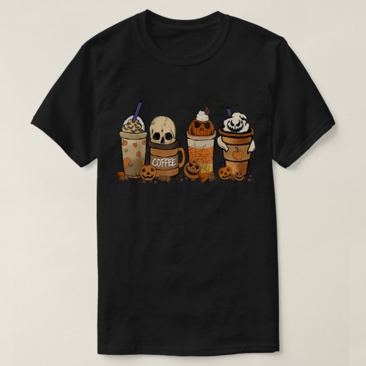 Koffie- en horrorfilms Scary Halloween Coffee Lo T-shirt (Design voorkant)